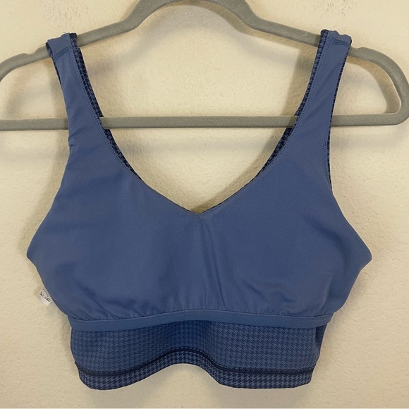 OFFLINE By Aerie Royal Navy Mini Houndstooth V-Neck Longline Sports Bra Size S - Picture 7 of 8
